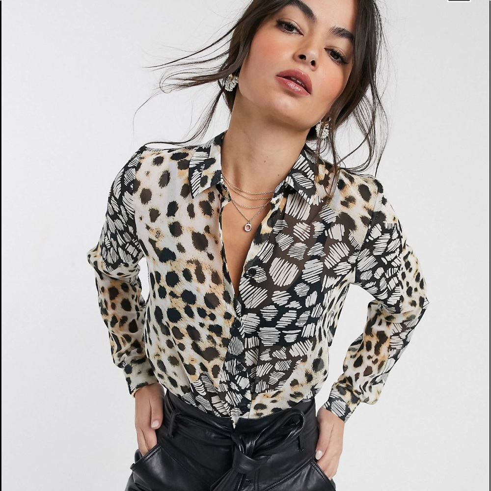 NWOT ASOS long sleeve animal print button down